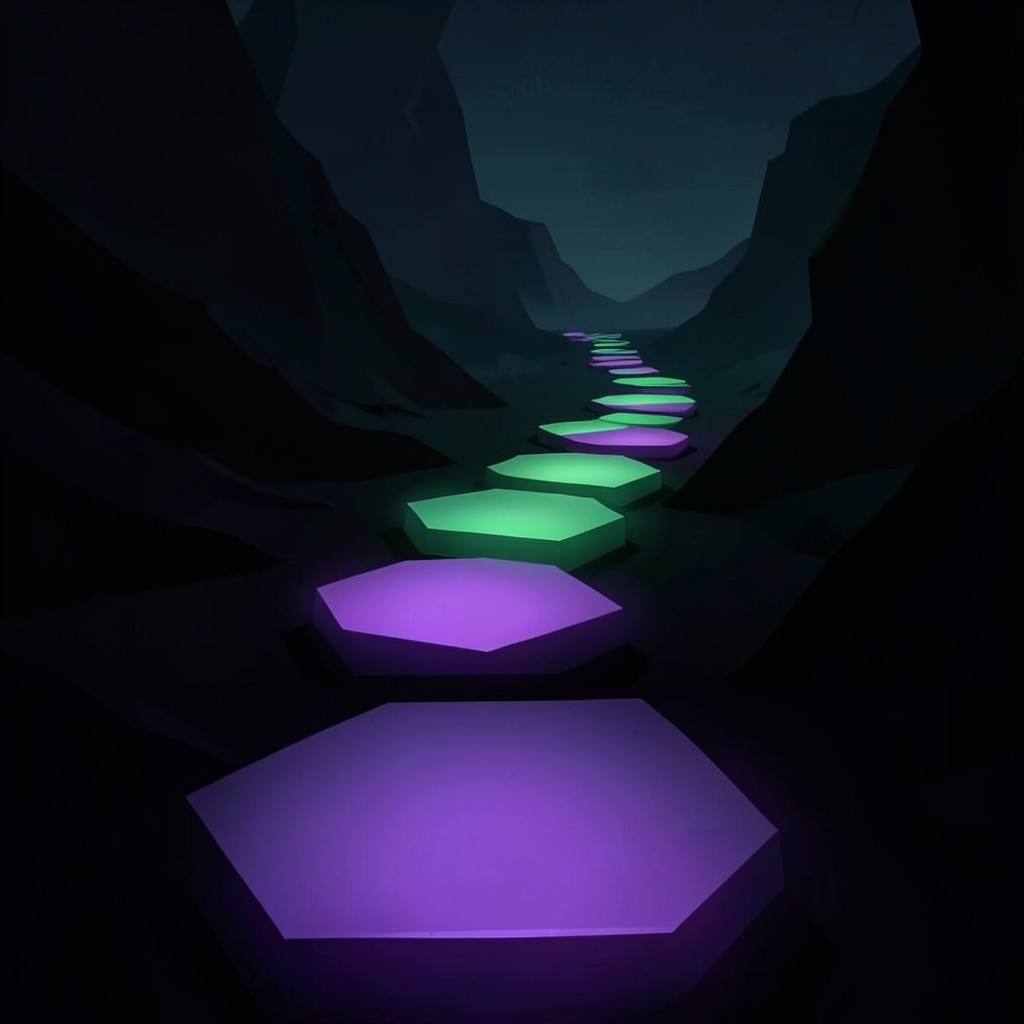 Stepping stones of gradient light representing a learning journey