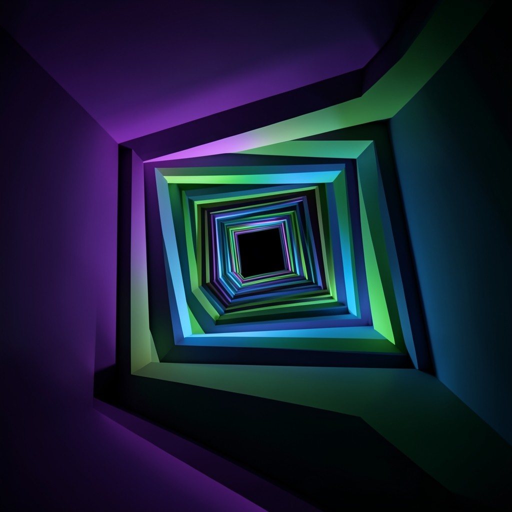 Deep layered gradient tunnels representing network architecture