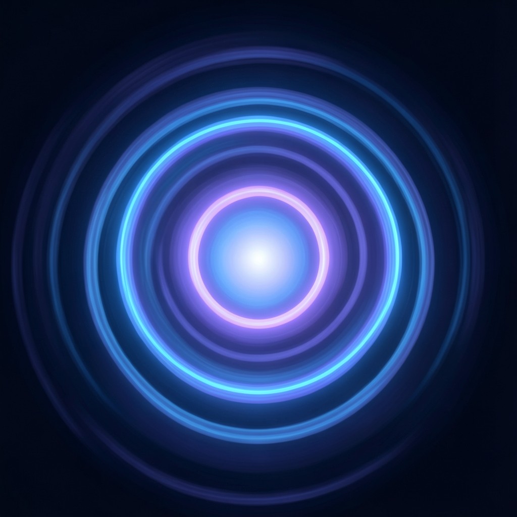Layered circular rings of light suggesting validation