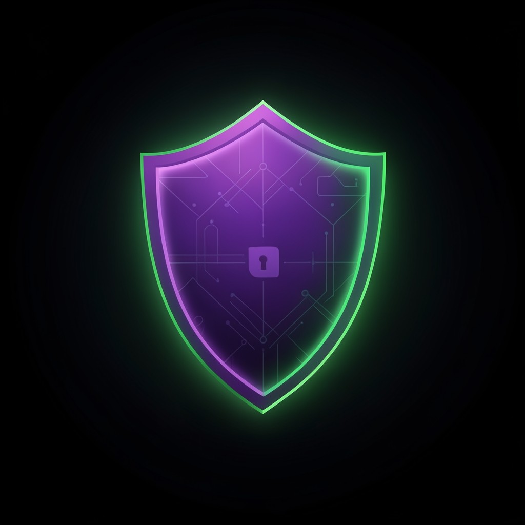 Glowing shield shape representing digital security